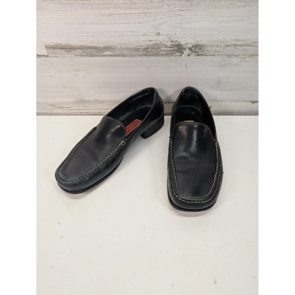 Cole Haan Country Mens Black Leather Loafers Moc Toe Made in Brazil‎ D10249 10B